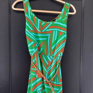 Geo print belted dress